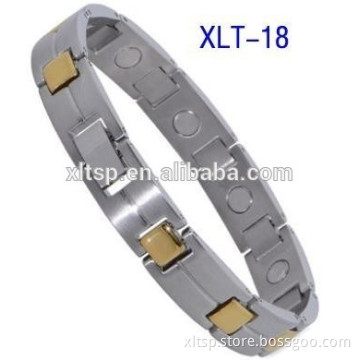 In stock gold plated men stainless steel bio magnetic energy bracelet